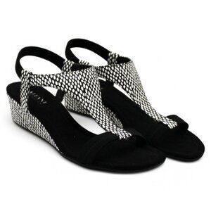 Alfani Womens Vacanza Faux Leather Embossed Wedge Sandals